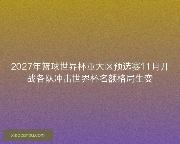 2027年篮球世界杯亚大区预选赛11月开战各队冲击世界杯名额格局生变